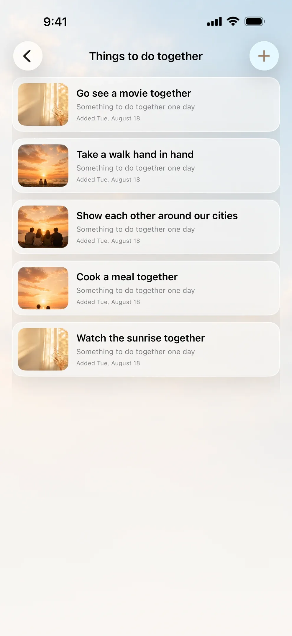 The list of things to do together when you meet again
