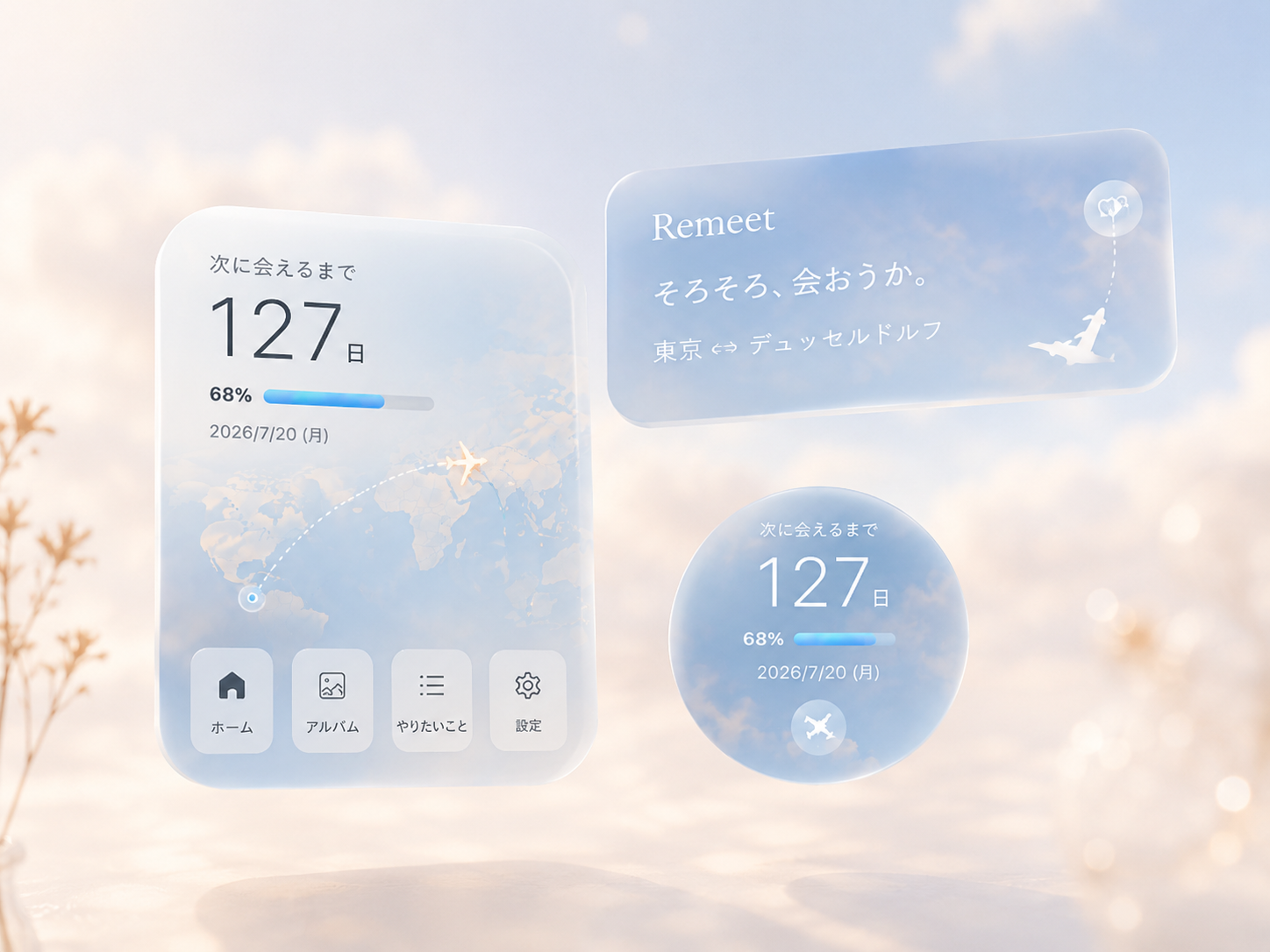 Remeetのホーム画面とウィジェット